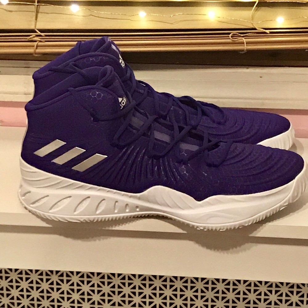 Adidas Crazy Explosive Boost Mens Basketball Sneaker Size 19 Purple White CQ1547